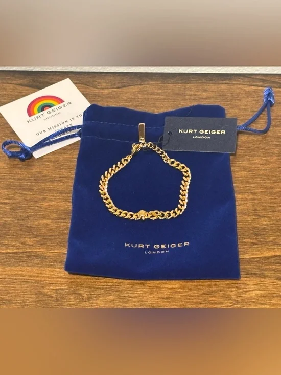 Kurt Geiger Gold Tone Chain Bracelet - Picture 1 of 6